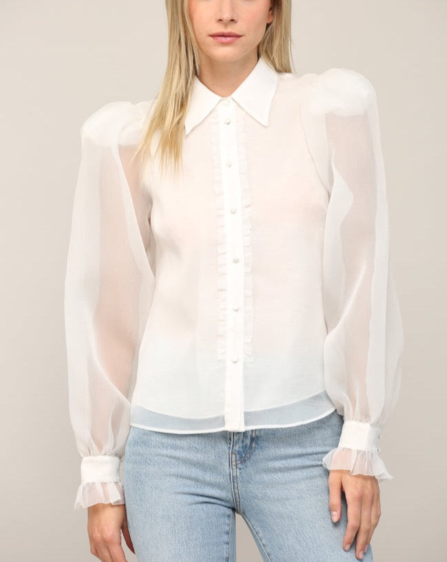 White Puff Sleeve Blouse