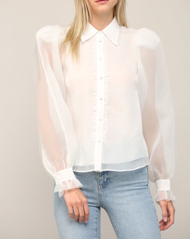 White Puff Sleeve Blouse
