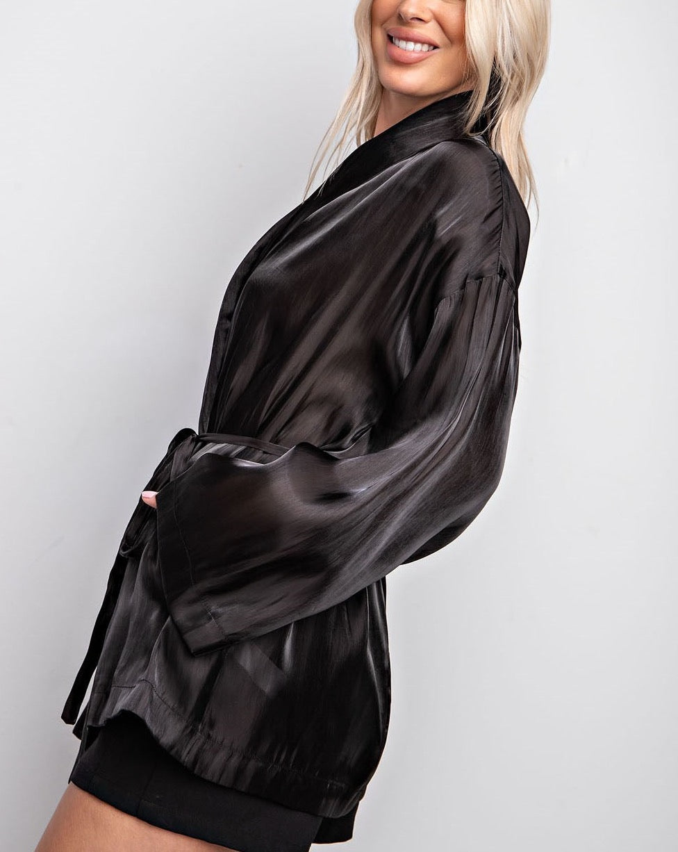 Black Shimmer Front Tie Wrap