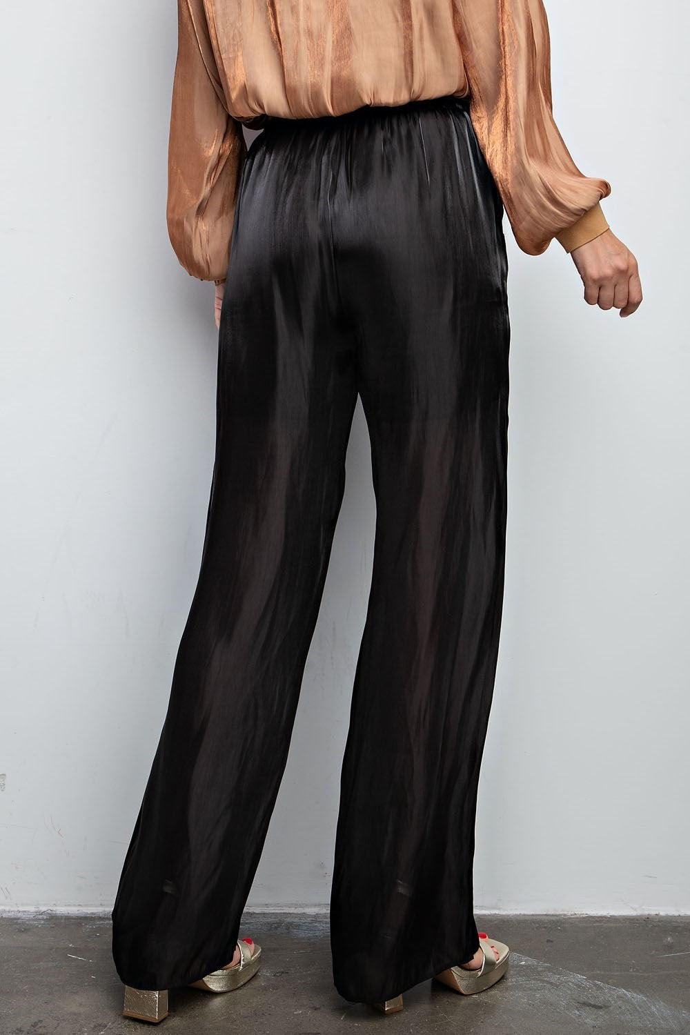 Black Shimmer Wide Leg Pant