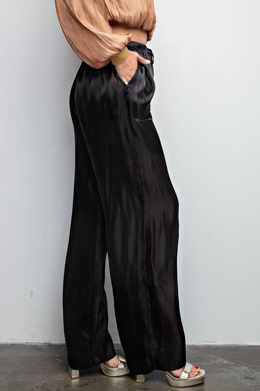 Black Shimmer Wide Leg Pant