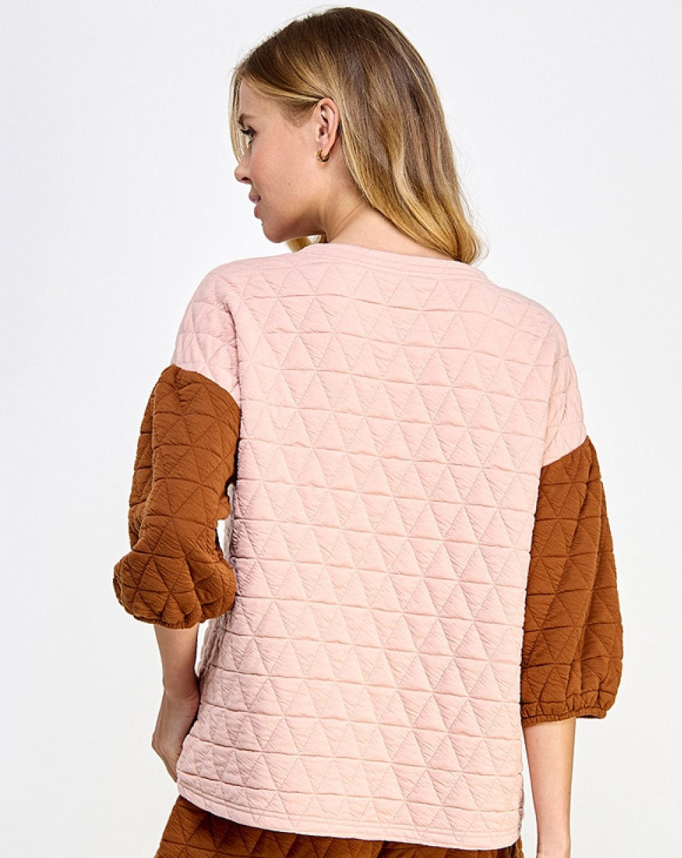 Blush & Rust Elevated Casual Quilted Top
