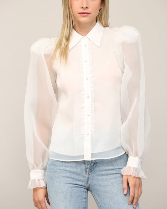 White Puff Sleeve Blouse