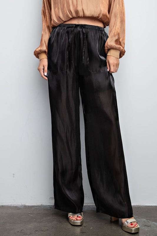 Black Shimmer Wide Leg Pant