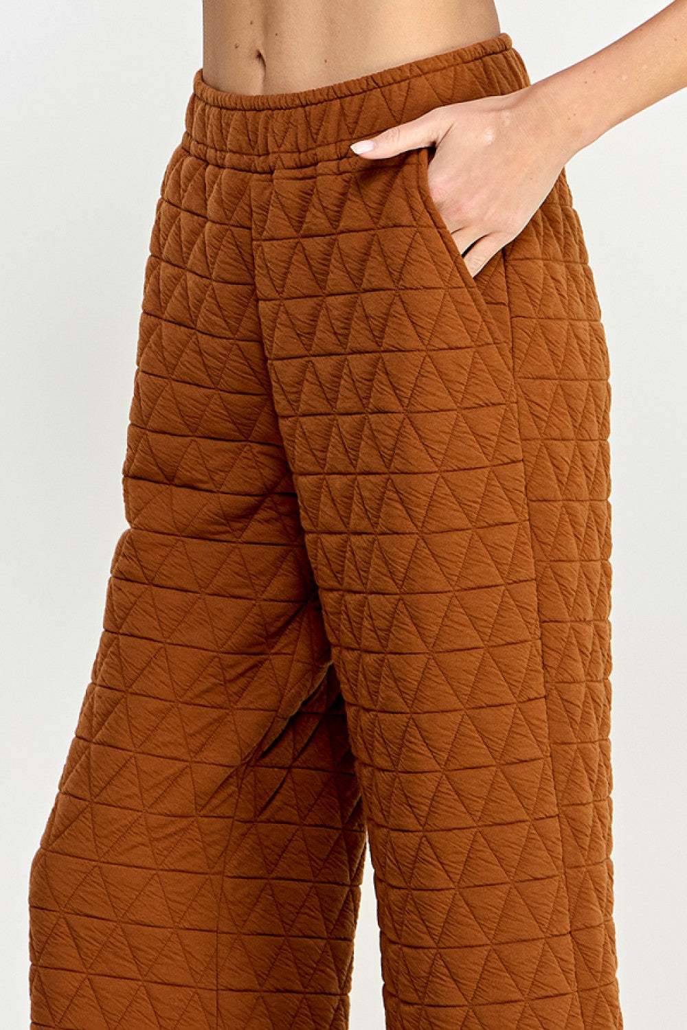 Rust Quilted Flare Pant