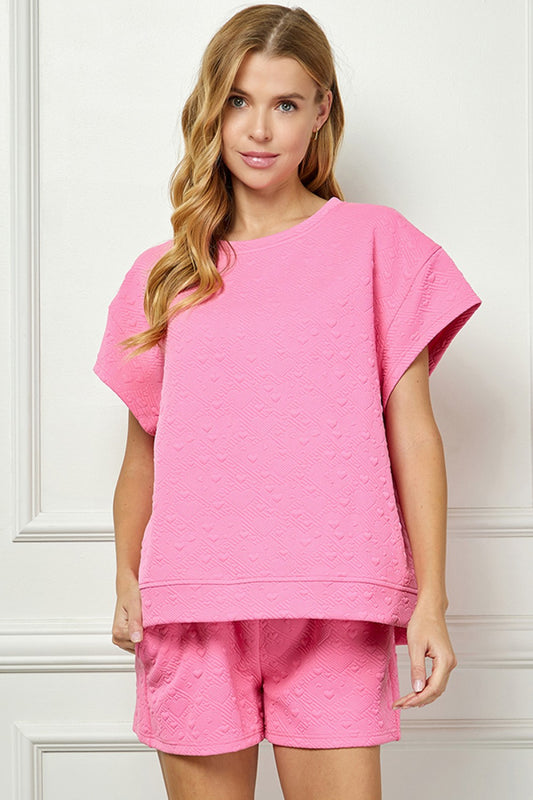 Pink Heart Short Sleeve Top